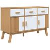 Aparador | Armario De Cocina | Buffet De Salón Olden Madera Maciza Pino Blanco Y Marrón 114x43x73,5cm Cfw738117