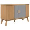 Aparador | Armario De Cocina | Buffet De Salón Olden Madera Maciza Pino Gris Y Marrón 114x43x73,5 Cm Cfw738120