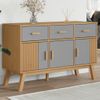 Aparador | Armario De Cocina | Buffet De Salón Olden Madera Maciza Pino Gris Y Marrón 114x43x73,5 Cm Cfw738121