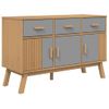 Aparador | Armario De Cocina | Buffet De Salón Olden Madera Maciza Pino Gris Y Marrón 114x43x73,5 Cm Cfw738121