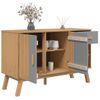 Aparador | Armario De Cocina | Buffet De Salón Olden Madera Maciza Pino Gris Y Marrón 114x43x73,5 Cm Cfw738122