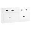 Pack 2 Uds Aparador | Armario De Cocina | Buffet De Salónes Madera Contrachapada Blanco Brillo Cfw738203