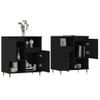 Pack 2 Uds Aparador | Armario De Cocina | Buffet De Salónes Madera Contrachapada Negro Cfw738276