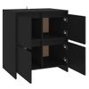 Pack 2 Uds Aparador | Armario De Cocina | Buffet De Salónes Madera Ingeniería Negro 70x41x75 Cm Cfw738433