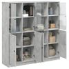 Estantería | Librería | Armario De Libros Con Puertas Madera De Ingeniería Gris 136x37x142 Cm Cfw760234