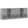 Estantería | Librería | Armario De Libros Con Puertas Madera De Ingeniería Gris 204x37x75 Cm Cfw760235