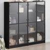 Estantería | Librería | Armario De Libros Con Puertas Madera De Ingeniería Negro 136x37x142 Cm Cfw760241