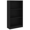 Estantería | Librería | Armario De Libros De 3 Niveles Madera Contrachapada Negra 60x24x109cm Cfw760342