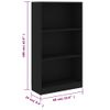 Estantería | Librería | Armario De Libros De 3 Niveles Madera Contrachapada Negra 60x24x109cm Cfw760342