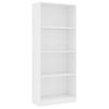 Estantería | Librería | Armario De Libros De 4 Niveles Madera Contrachapada Blanca 60x24x142cm Cfw760403