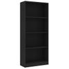 Estantería | Librería | Armario De Libros De 4 Niveles Madera Contrachapada Negra 60x24x142 Cm Cfw760410