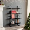 Estantería | Librería | Armario De Libros De 4 Niveles Madera Contrachapada Negro 100x30x140cm Cfw760412