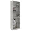 Estantería | Librería | Armario De Libros De 5 Niveles Contrachapada Gris Hormigón 60x24x175cm Cfw760454