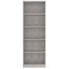 Estantería | Librería | Armario De Libros De 5 Niveles Contrachapada Gris Hormigón 60x24x175cm Cfw760454