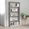 Estantería | Librería | Armario De Libros De 5 Niveles Contrachapada Gris Hormigón 80x24x175cm Cfw760456