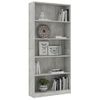 Estantería | Librería | Armario De Libros De 5 Niveles Contrachapada Gris Hormigón 80x24x175cm Cfw760456