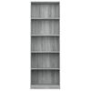 Estantería | Librería | Armario De Libros De 5 Niveles Contrachapada Gris Sonoma 60x24x175 Cm Cfw760459