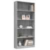 Estantería | Librería | Armario De Libros De 5 Niveles Contrachapada Gris Sonoma 80x24x175 Cm Cfw760460