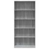 Estantería | Librería | Armario De Libros De 5 Niveles Contrachapada Gris Sonoma 80x24x175 Cm Cfw760460