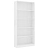 Estantería | Librería | Armario De Libros De 5 Niveles Madera Contrachapada Blanca 80x24x175cm Cfw760469