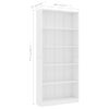 Estantería | Librería | Armario De Libros De 5 Niveles Madera Contrachapada Blanca 80x24x175cm Cfw760469