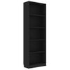 Estantería | Librería | Armario De Libros De 5 Niveles Madera Contrachapada Negra 60x24x175 Cm Cfw760473