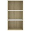 Estantería | Librería | Armario De Libros De3 Niveles Contrachapada Blanca Roble 60x30x114cm Cfw760820