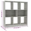 Estantería | Librería | Armario De Libros Contrachapada Gris Hormigón 97,5x29,5x100cm Cfw760924