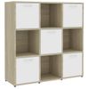 Estantería | Librería | Armario De Libros Madera Contrachapada Blanco Y Roble 90x30x90 Cm Cfw760966