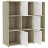 Estantería | Librería | Armario De Libros Madera Contrachapada Blanco Y Roble 90x30x90 Cm Cfw760966