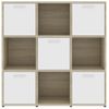 Estantería | Librería | Armario De Libros Madera Contrachapada Blanco Y Roble 90x30x90 Cm Cfw760966