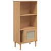 Estantería | Librería | Armario De Libros Senja Aspecto Ratán Madera Pino Marrón 60x35x130 Cm Cfw761322