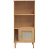 Estantería | Librería | Armario De Libros Senja Aspecto Ratán Madera Pino Marrón 60x35x130 Cm Cfw761322