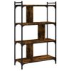 Estantería | Librería | Armario De Libros 4 Estantes Madera Ingeniería Roble Ahumado 76x32x123cm Cfw768910