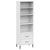 Estantería | Librería | Armario De Libros Con 2 Cajones Oslo Madera Maciza Blanco 60x35x180 Cm Cfw768967