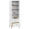 Estantería | Librería | Armario De Libros Con 2 Cajones Oslo Madera Maciza Blanco 60x35x180 Cm Cfw768967