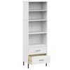 Estantería | Librería | Armario De Libros Con 2 Cajones Oslo Madera Maciza Blanco 60x35x180 Cm Cfw768967