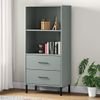 Estantería | Librería | Armario De Libros Con 2 Cajones Oslo Madera Maciza Gris 60x35x128,5 Cm Cfw768968