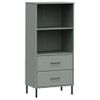 Estantería | Librería | Armario De Libros Con 2 Cajones Oslo Madera Maciza Gris 60x35x128,5 Cm Cfw768968