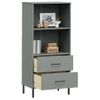 Estantería | Librería | Armario De Libros Con 2 Cajones Oslo Madera Maciza Gris 60x35x128,5 Cm Cfw768968