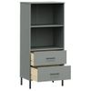 Estantería | Librería | Armario De Libros Con 2 Cajones Oslo Madera Maciza Gris 60x35x128,5 Cm Cfw768968