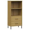 Estantería | Librería | Armario De Libros Con 2 Cajones Oslo Madera Maciza Marrón 60x35x128,5 Cm Cfw768970