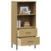 Estantería | Librería | Armario De Libros Con 2 Cajones Oslo Madera Maciza Marrón 60x35x128,5 Cm Cfw768970