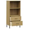 Estantería | Librería | Armario De Libros Con 2 Cajones Oslo Madera Maciza Marrón 60x35x128,5 Cm Cfw768970