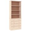 Estantería | Librería | Armario De Libros Con Cajones Alta Madera Maciza De Pino 77x35x186,5 Cm Cfw768977