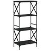 Estantería | Librería | Armario De Libros De 4 Estantes Madera Ingeniería Negro 59x35x132 Cm Cfw768997