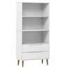 Estantería | Librería | Armario De Libros Molde Madera Maciza De Pino Blanco 85x35x170,5 Cm Cfw769042