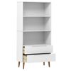 Estantería | Librería | Armario De Libros Molde Madera Maciza De Pino Blanco 85x35x170,5 Cm Cfw769042