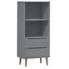 Estantería | Librería | Armario De Libros Molde Madera Maciza De Pino Gris 60x35x133,5 Cm Cfw769043