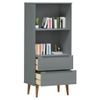 Estantería | Librería | Armario De Libros Molde Madera Maciza De Pino Gris 60x35x133,5 Cm Cfw769043